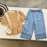 104-164 девушки объем объем небо шелковые порошковые брюки, ноги, не насыщенные, холодные сладкие брюки,