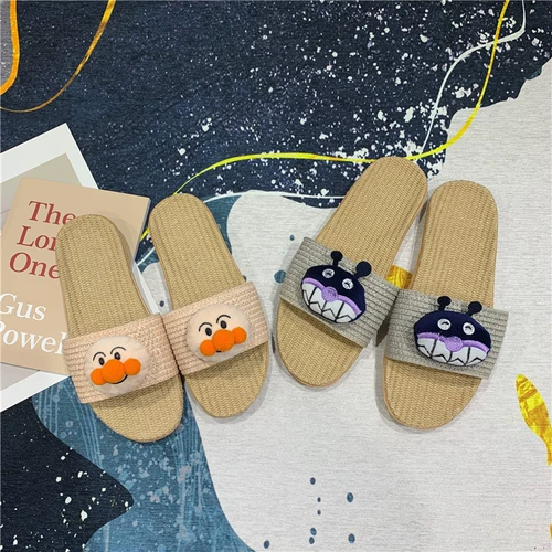 Летние японские мультяшные милые нескользящие тапочки, мягкая подошва, для влюбленных