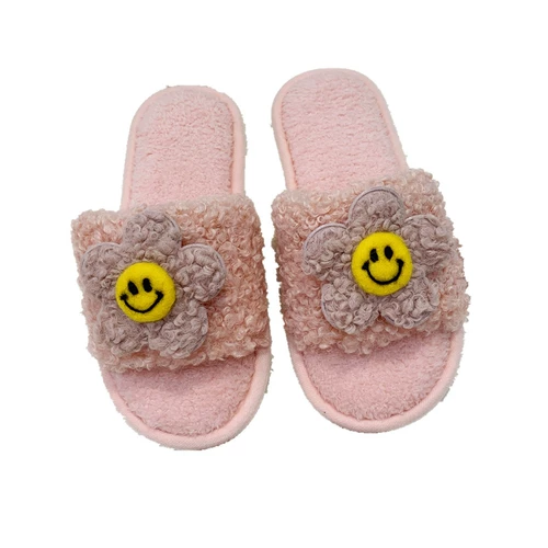 Демисезонные модные нескользящие тапочки, в корейском стиле, в цветочек