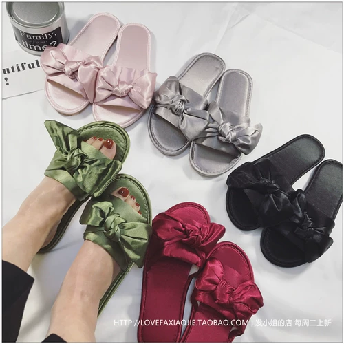 Модные нескользящие тапочки с бантиком, в корейском стиле, популярно в интернете, мягкая подошва