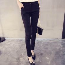 Bottom pants, black women's outerwear pants, high waist and small leg pants, tight and elastic thin style