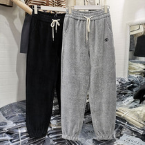  A XI Ahxi 1180 plus velvet thick corduroy sports and leisure harem pants womens winter high waist thin leg guard pants