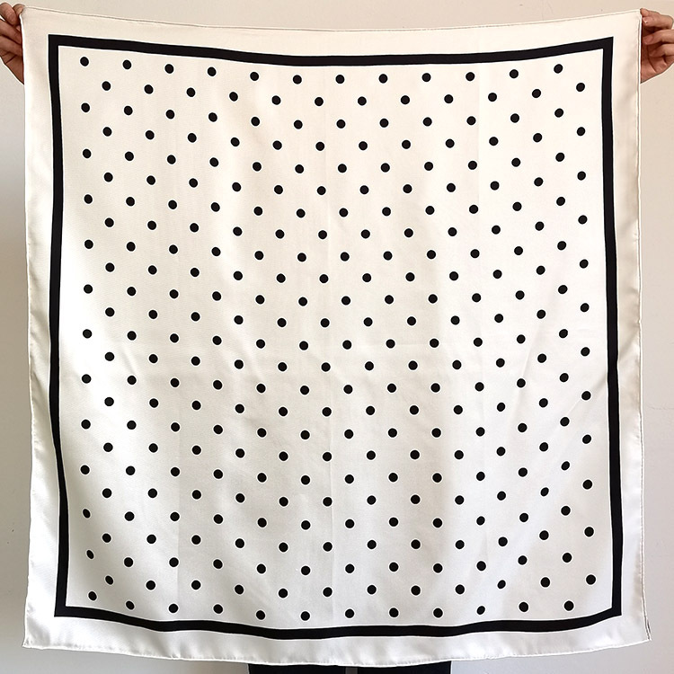 European and American Classic Twill 100% Mulberry Silk Square Scarf, Silk 90cm Large Square Scarf, Women's Shawl, Houndstooth and Polka Dot Pattern