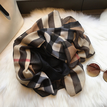 Little Slip Home 2022 Spring Han Edition 100 Hitch Silk Scarf Stars The Same Temperament Plaid Cotton Hemp Scarlet Cape Woman