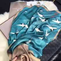 Hangzhou Silk Treasured Inheritance of Heavy Kampf 18 Mimi Fairy Crane Genuine Silk Mulberry Silk Scarf Woman Great Scarlet Scarlet shoulder scarf