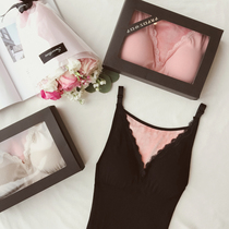 Small skating in winter small breasts gathered with velvet warm with chest cushion underwear for women No steel ring lace side V collar bottom vest