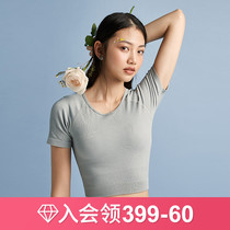 Runaway Loli elastic tight-fitting short sleeves slim running fitness T-shirt yoga suit sports top womens quick-drying clothes