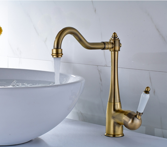 Eurostyle antique tap single to single-hole turquoise bronze color table washbasin washbasin universal hot and cold water tap