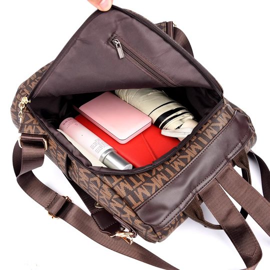 Hong Kong I.Tgreg Genuine Leather High-End Backpack for Women, Large-Capacity Travel Bag, Fashionable and Versatile Backpack