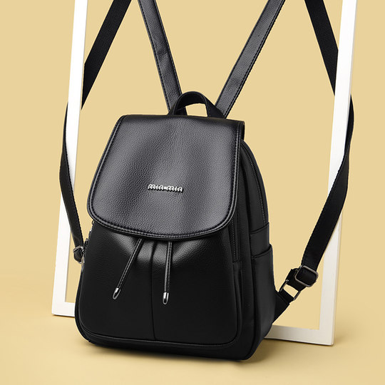 Hong Kong I.Tgreg Backpack, Cowhide Multifunctional Genuine Leather Black Large Capacity Versatile Youth Backpack Mommy Bag