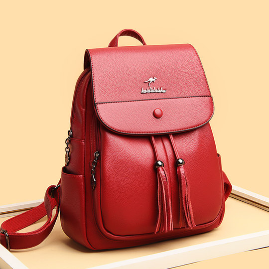 Hong Kong I.Tgreg Backpack Genuine Leather Women's Korean Style Fashionable Versatile Casual Backpack Cowhide Large Capacity Travel Bag