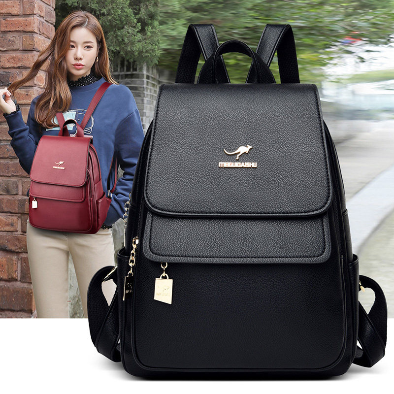 Hong Kong I Tgreg backpack Japanese and Korean leather casual ladies backpack large capacity cowhide soft leather travel bag