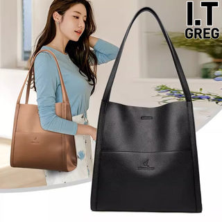 Hong Kong I.Tgreg Women's Genuine Leather Commuter Bag Cowhide Tote Bag Versatile Large Capacity Shoulder Bag Simple Large Bag