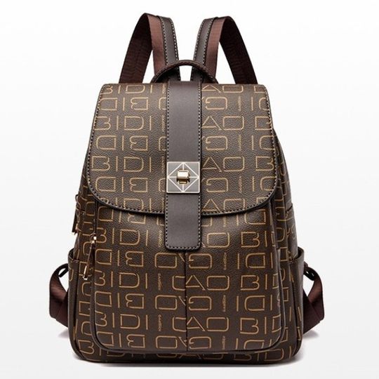 香港I.Tgreg韩版女士真皮双肩包经典印花背包休闲大容量旅行包潮