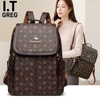 Hong Kong I.Tgreg Genuine Leather Backpack Large Capacity Commuter Casual Travel Bag Fashionable Lightweight Cowhide Bag