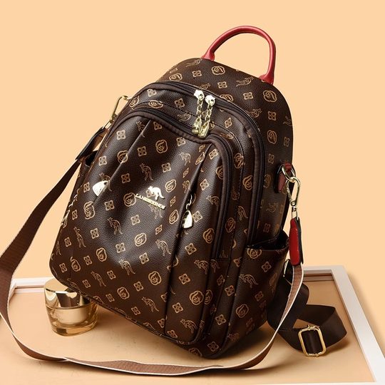 Hong Kong I.Tgreg Genuine Leather Women's Backpack, First-Layer Cowhide Large-Capacity Travel Bag, Fashionable and Versatile Backpack