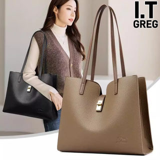 Hong Kong I.Tgreg Commuter Leather Large Bag, Large Capacity Genuine Leather Tote Bag, Handbag, Fashionable and Versatile Shoulder Bag
