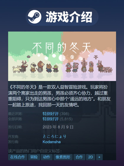 Steam Official Pc Different Winter Platforms Puzzle Solving Action Adventure Rich Plot Pixel Graphics