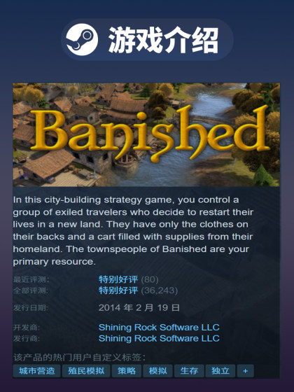 Steam Official Version Banished City Building and Economic Management Pc English
