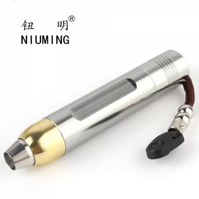 Head Stainless Steel Spotlight Small Diameter Head Jade Flashlight White Light Two Gears 18650 Charged