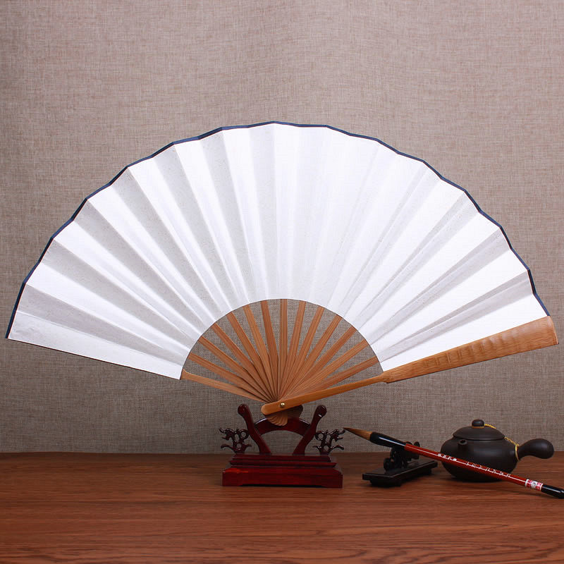 Blank paper fan ancient style 10 inch rice paper folding fan male retro Hanfu Chinese style hand-painted calligraphy painting writing summer