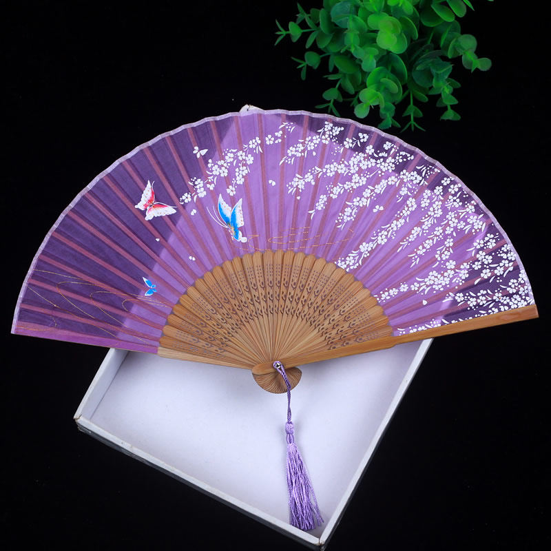 Antique Japanese small folding fan Chinese style silk silk fan cherry blossom retro fan women's Hanfu dance fan with you