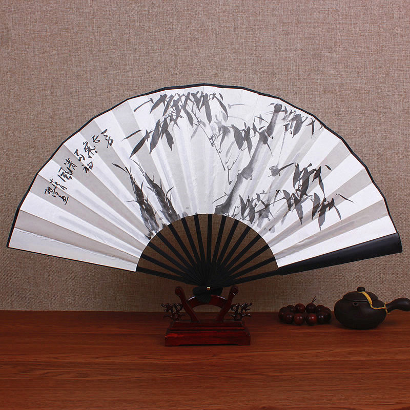 10-inch silk large silk fan Chinese style men's ancient style folding fan bamboo fan craft gift folding fan Hanfu carry-on
