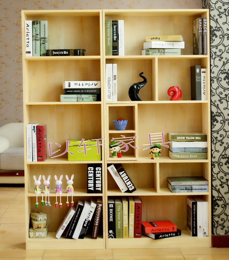 Solid wood bookcase Pine bookcase Solid wood combination cabinet bookcase Solid wood bookcase Free combination bookcase