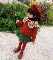 WLQ childrens clothing ins explosive models 2020 autumn and winter New Girl handmade neck sweater cardigan wool knitted jacket foreign gas