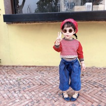 NANI WLQ childrens clothing autumn and winter New sweater small children female treasure English style four-color jacquard small wool top