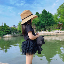 NANI children's clothing 21 summer new cool Rock wind girl black cotton short sleeve T-shirt tutu pants skirt set