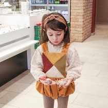 NANI childrens clothing childrens pants ins Wind 2020 autumn and winter New pumpkin color velvet strap shorts bubble pants