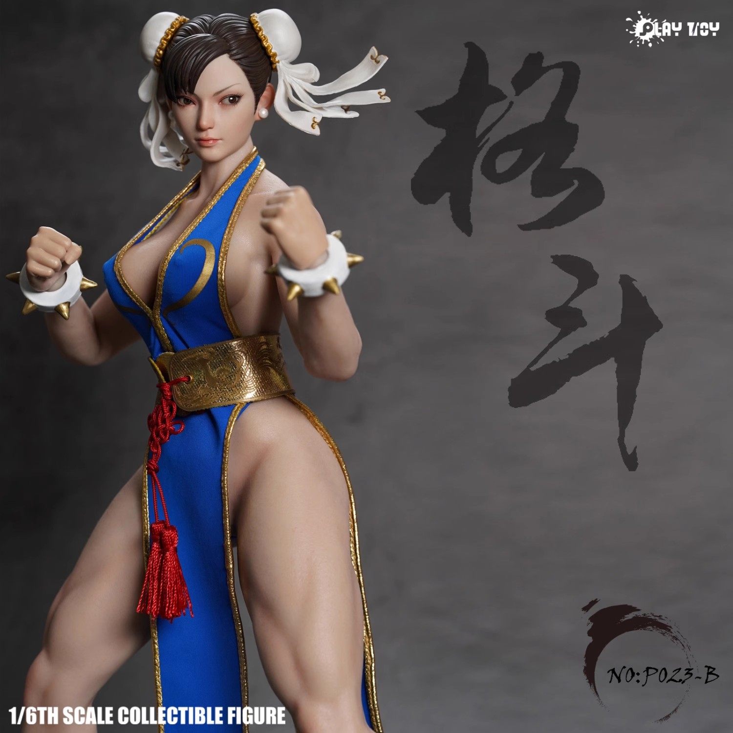 现货PLAY TOY 1/6可动人偶格斗女神2.0春丽P023A黑衣B蓝衣：格斗女神的