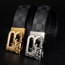 Belt mens leather pure cowhide automatic buckle belt young people retro fashion Joker Korean personality trendy belt