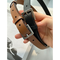 Muds shop owners private clothing double-sided top layer cowhide thin belt dress trousers accessories two colors