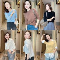 Muds shop is comparable to cashmere soft waxy 6-color round neck sweater long sleeve knitwear