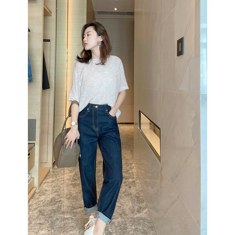 Clay Brother's Shop Crafts Upgrade Day Style Tannin Dining Red-Ear Jeans Loose Long Version Straight Drum