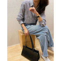 Mud brothers shop Kochi literature Sven sense four seasons universal jin Kou Tsuen linen vertical stripe shirt