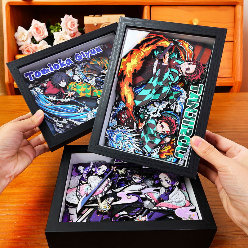 Demon Slayer: Kimetsu No Yaiba Family Portrait Tanjiro Nezuko Anime Merchandise Figurines 3D Paintings Ornaments Model Toys Handmade Gifts