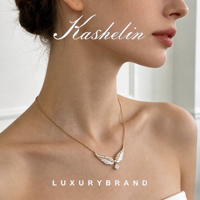 Kaselin Angel Wings Pendant Necklace for Women, Light Luxury Niche Design Clavicle Chain, Birthday Gift 8637