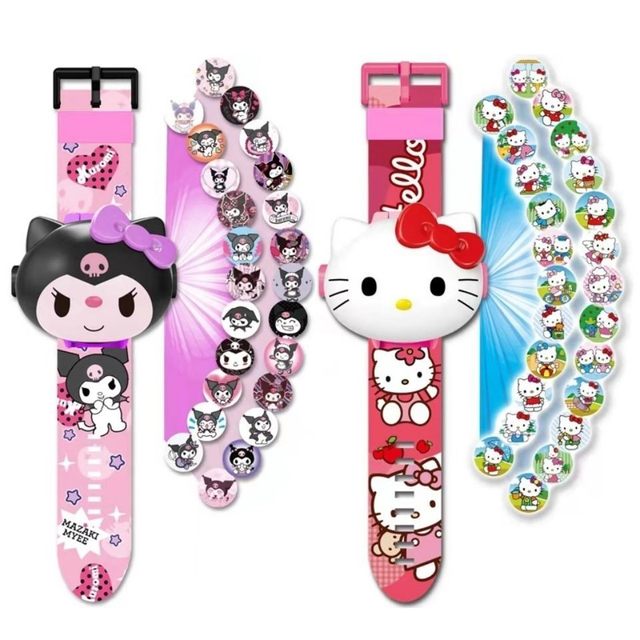 kt cat cartoon projection watch hellokitty cat electronic watch ຄວາມງາມຂອງຂັວນເດັກນ້ອຍ KUROMI