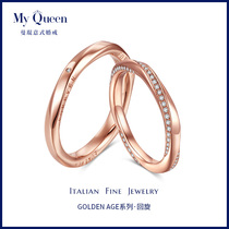 Mankun roundabout 18K rose gold Italian couple diamond ring wedding ring mens and womens ring personality customization
