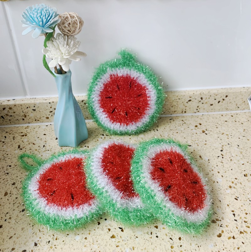 Korean strawberry dishwashcloth watermelon dishwashing cloth acrylic dishwashing raffles rub cloth cub melon 3