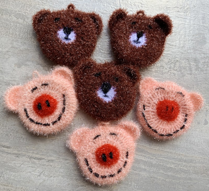 Korean pure handmade strawberry dishwashing towel small bear small pig pattern brushed bowl cloth rags not stained with oil and white cloth melon cloth