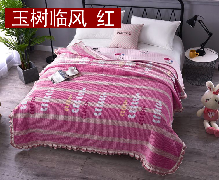 Khăn trải giường bằng pha lê nhung được bọc bằng một mảnh nhíp bông đơn mùa đôi chăn ngắn sang trọng chống trượt phiên bản AB ga giường thun lạnh