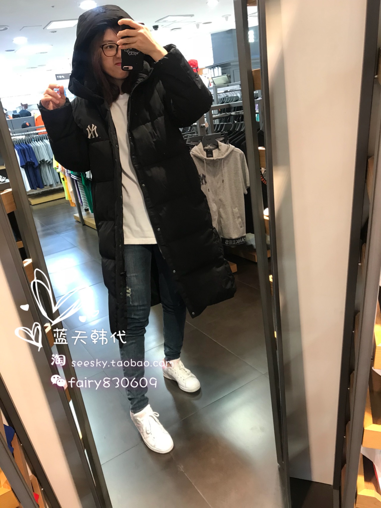 MLB Hàn Quốc mua đàn ông và phụ nữ DJ01 với cùng một chiếc áo khoác dài thể thao giản dị NY Yankees áo phao nhung