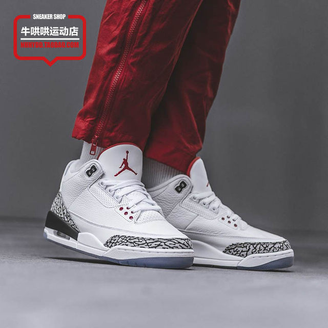 Niu coo coo AirJordan3AJ3WhiteCement ເກີບບ້ວງຊີມັງສີຂາວ 923096-101