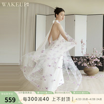 Wakeup wake light robe de mariage pendaison robe de cou robe de mariée mariée matinale papillon mouche dentelle dentelle petite couronneuse