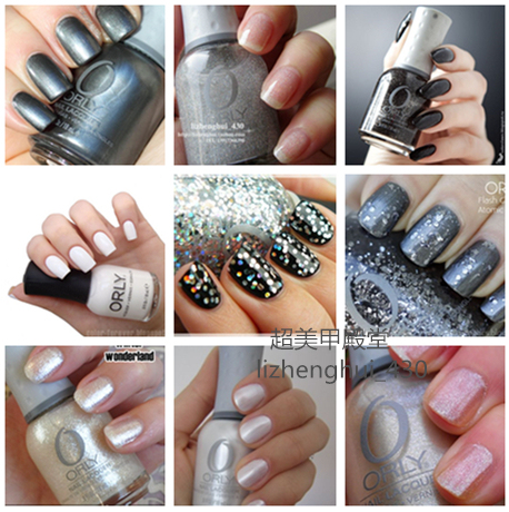 Clearance Sale: Original American Orly Nail Polish, Silver, Gray, Pure Black, White, Fine Glitter