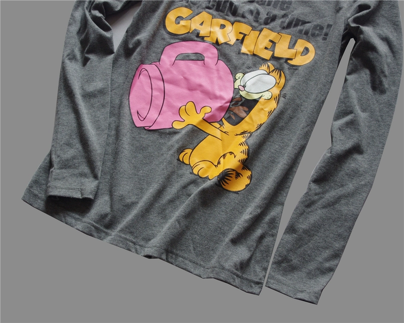 Sun Hao mùa xuân nhà dài tay t-shirt phim hoạt hình Garfield phiên bản lỏng đồ ngủ top bông nhà người quần áo giản dị có thể được đeo
